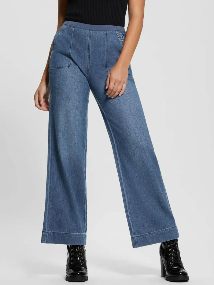 Women GUESS Jeans and Denim Rina WideLeg Jeans Noka Wash