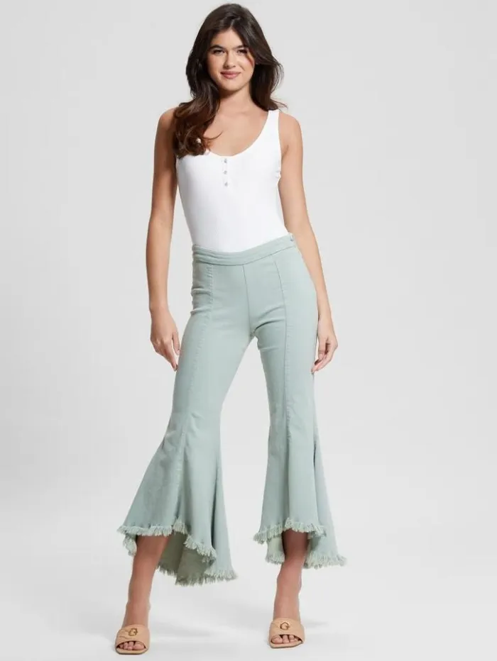Women GUESS Jeans and Denim Sofia 1981 HighRise Flared Jeans Light Matcha Multi