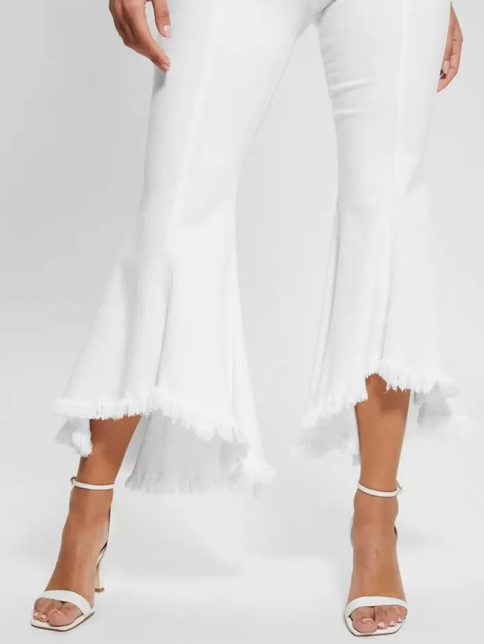 Women GUESS Jeans and Denim Sofia 1981 HighRise Flared Jeans White Bufali