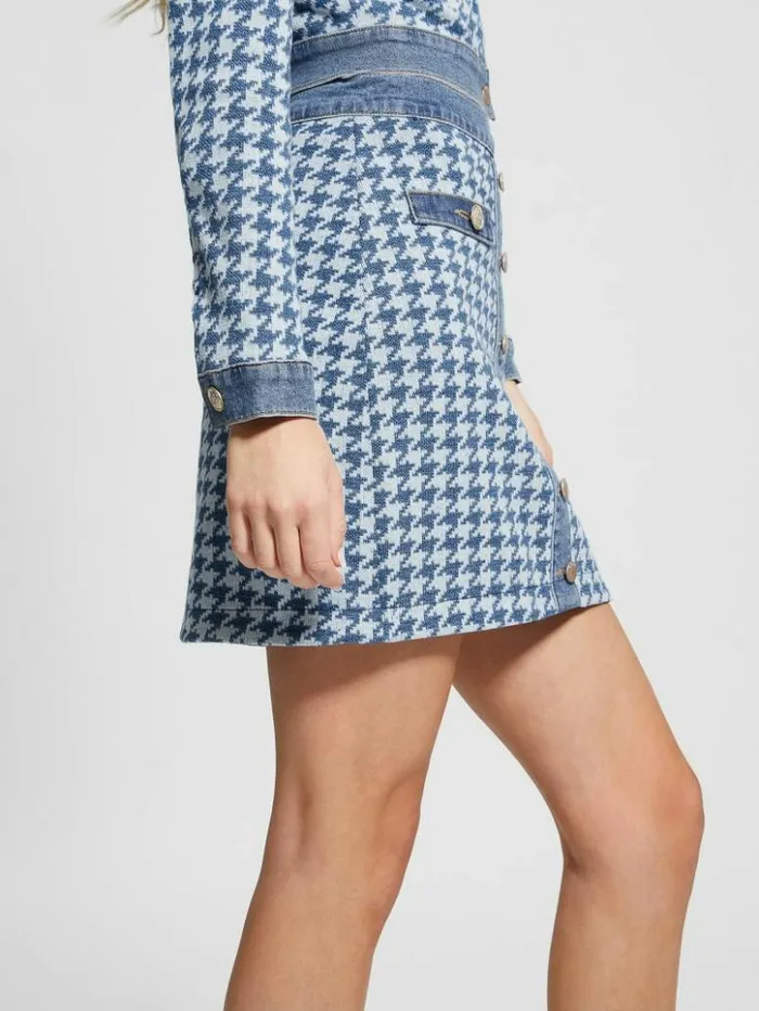 Women GUESS Jeans and Denim Tweed Houndstooth Skirt Pan Wash