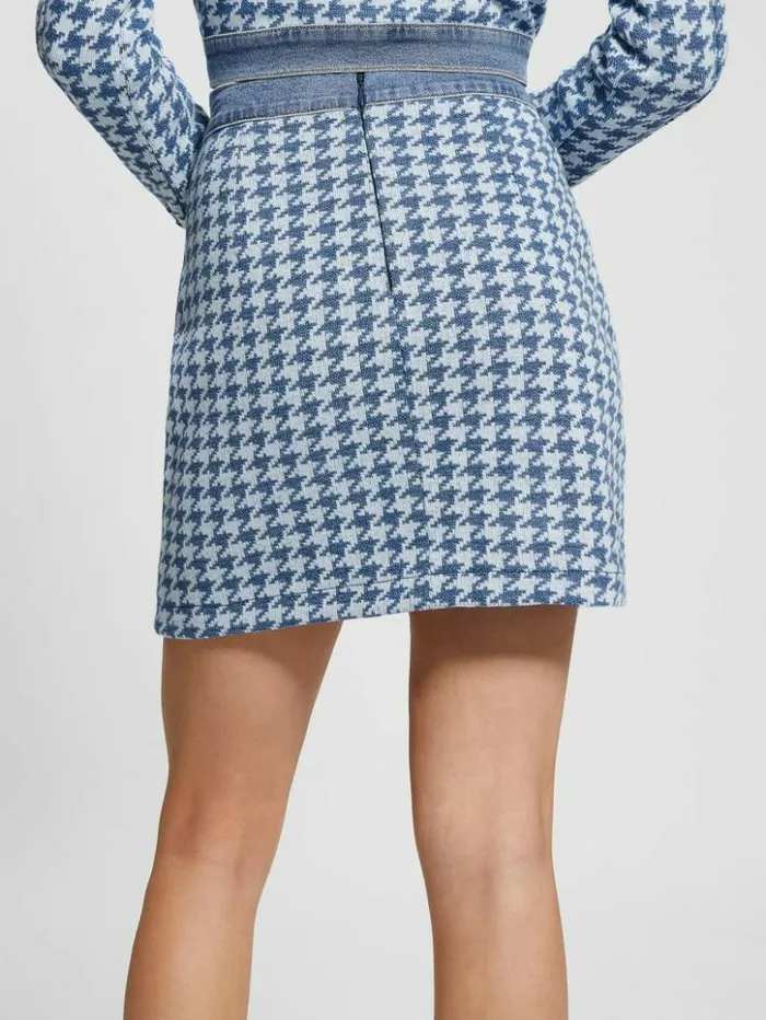 Women GUESS Jeans and Denim Tweed Houndstooth Skirt Pan Wash