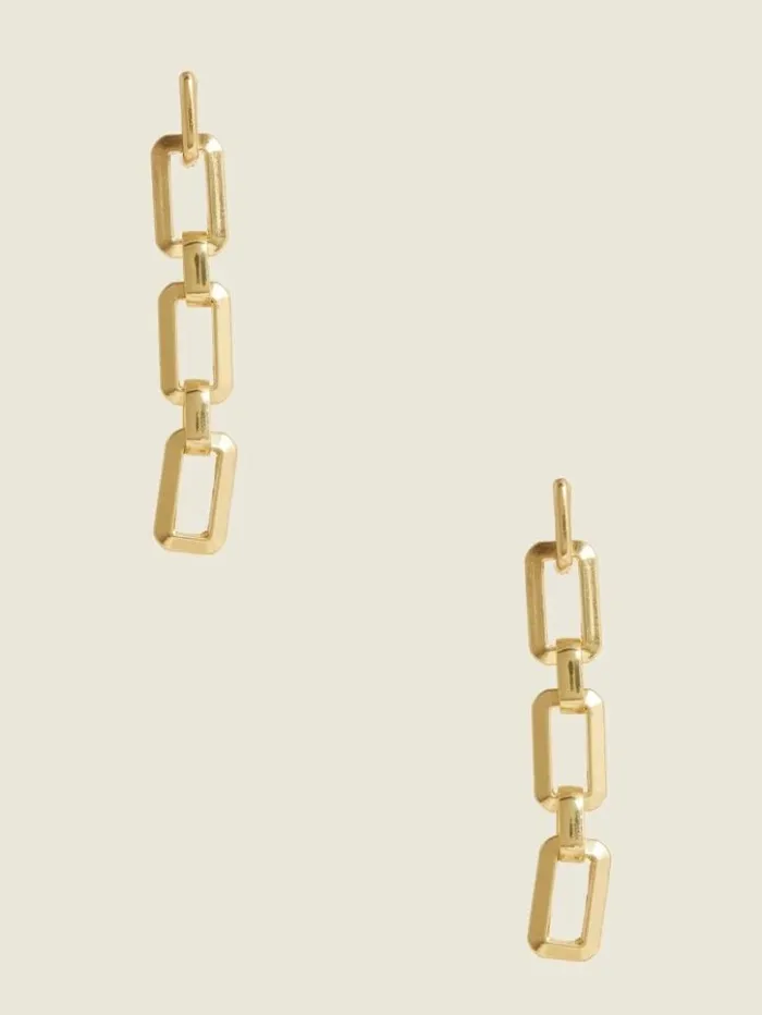 Women GUESS Jewelry 14K GoldPlated Link Drop Earring Silvergold