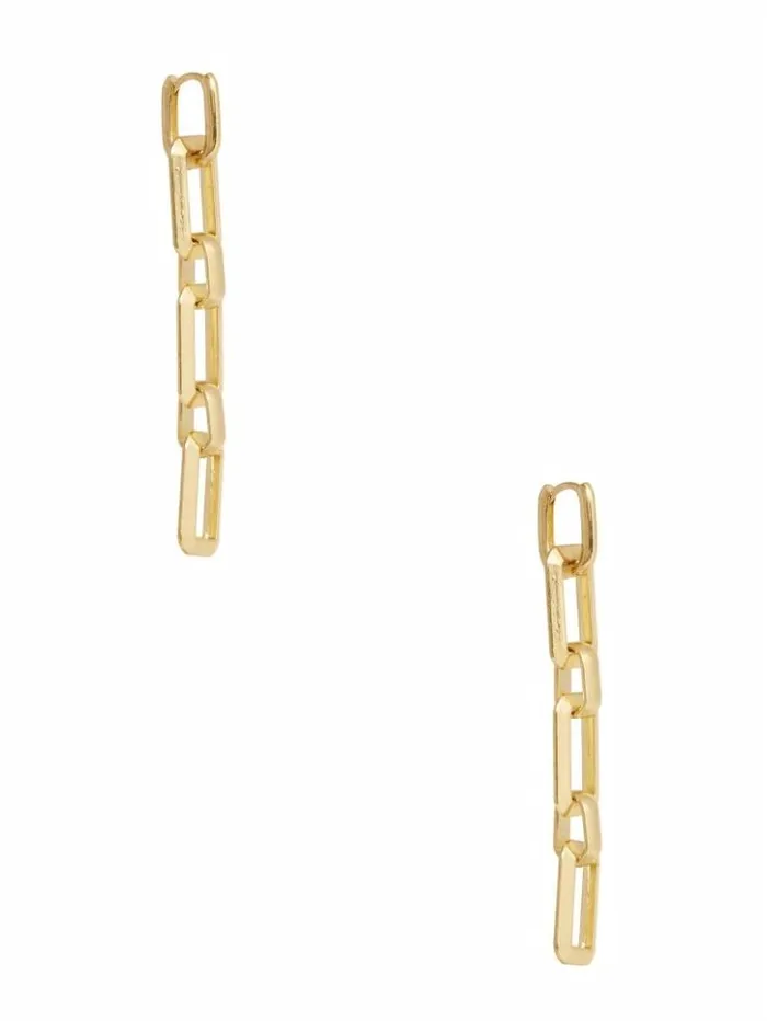 Women GUESS Jewelry 14K GoldPlated Link Drop Earring Silvergold