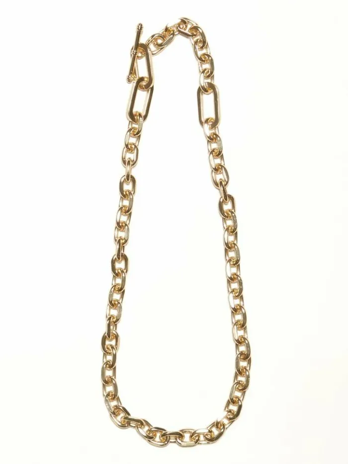 Women GUESS Jewelry 14K GoldPlated Single Chain Toggle Necklace Silvergold