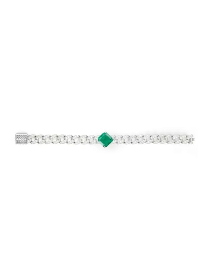 Women GUESS Jewelry Emerald And RhodiumPlated Pav Curb Bracelet Silvergold