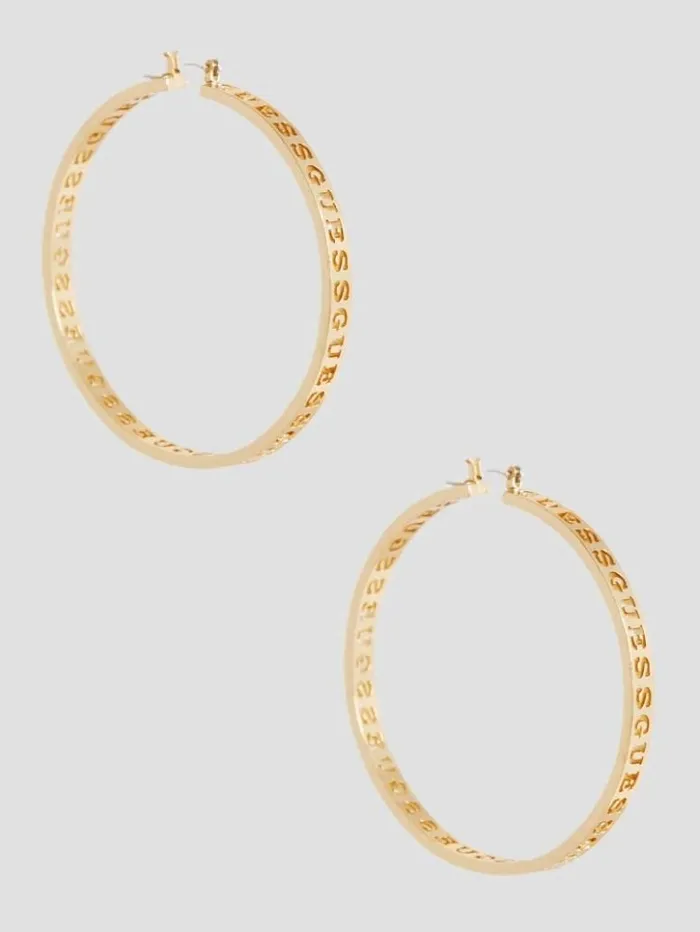 Women GUESS Jewelry GoldTone Oversized Hoop Earrings Gold