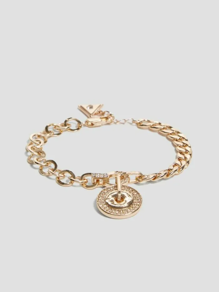Women GUESS Jewelry GoldTone Pav Disk Bracelet Gold