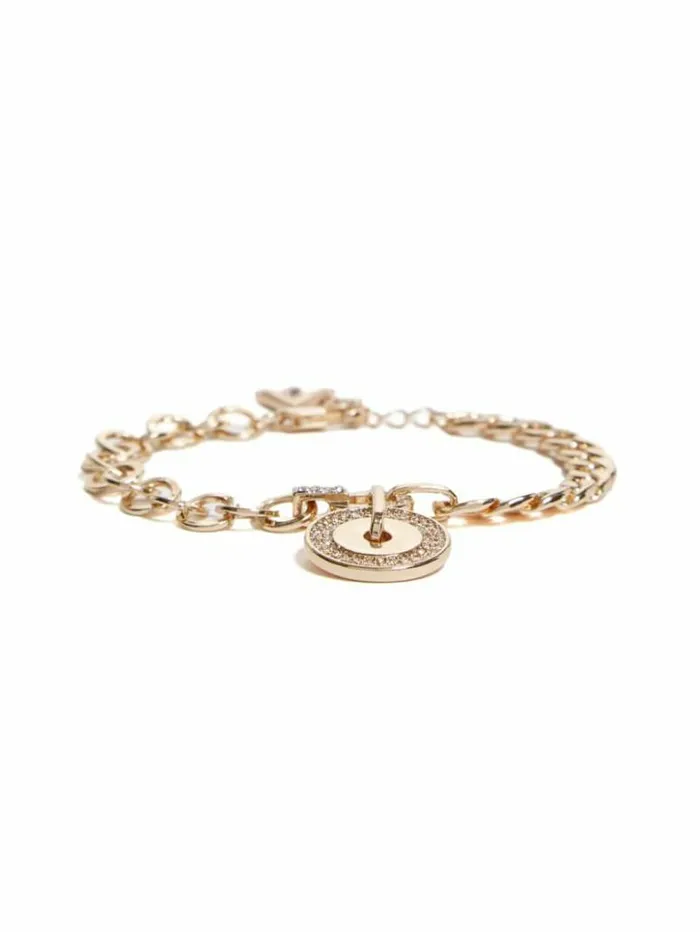 Women GUESS Jewelry GoldTone Pav Disk Bracelet Gold