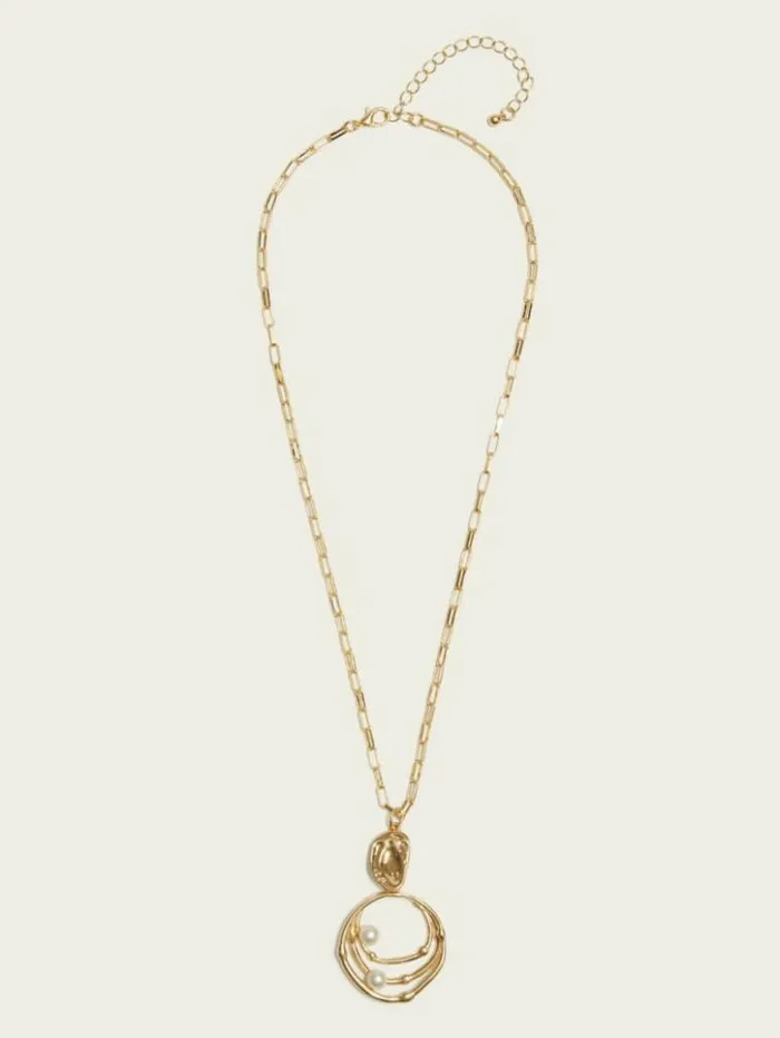 Women GUESS Jewelry GoldTone Pearl Orbital Necklace Silvergold