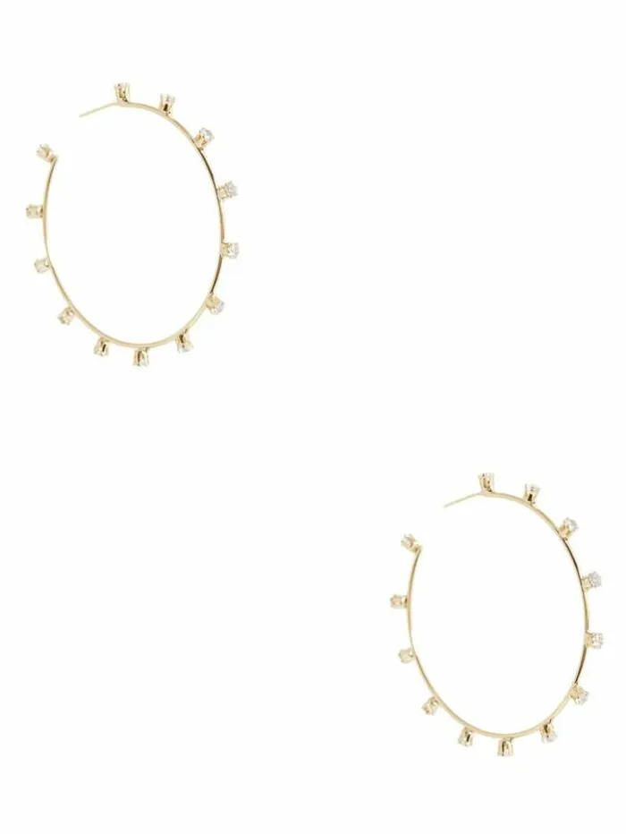 Women GUESS Jewelry GoldTone Rhinestone Hoop Earrings Gold