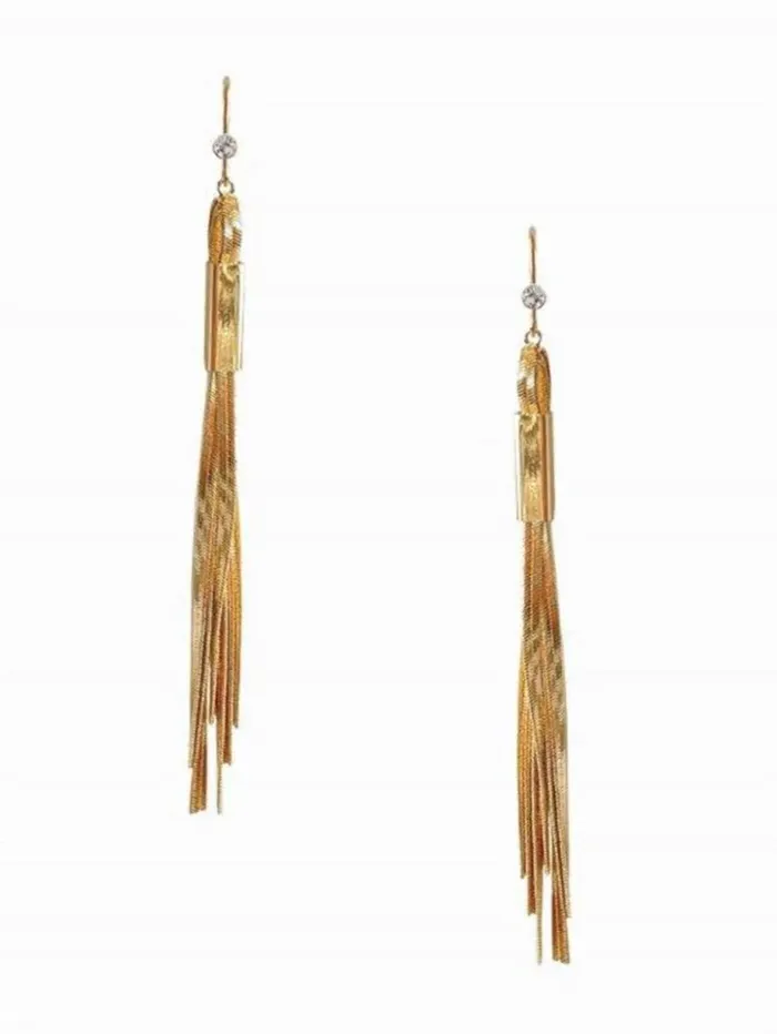 Women GUESS Jewelry GoldTone Snake Chain Linear Earrings Gold