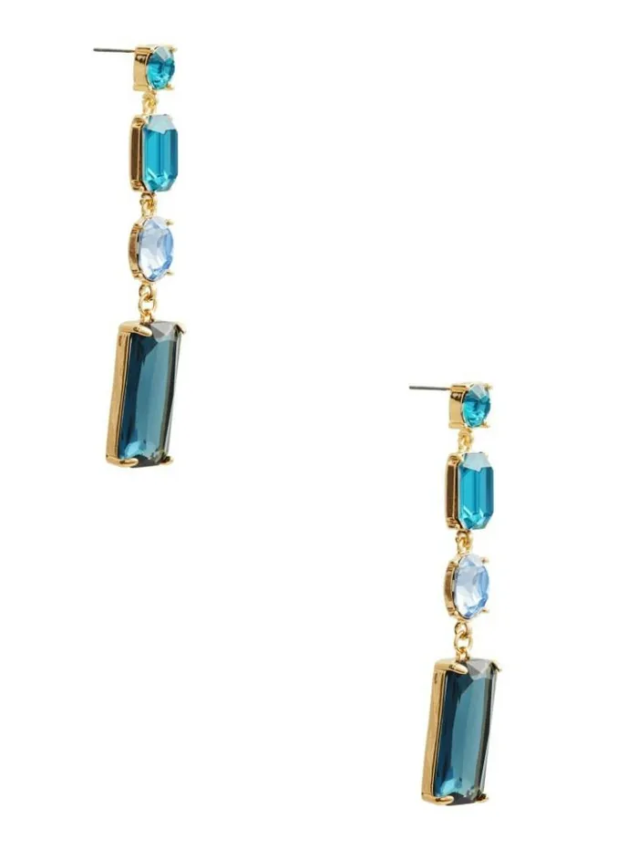 Women GUESS Jewelry Jewel Linear Drop Earring Blue Opal