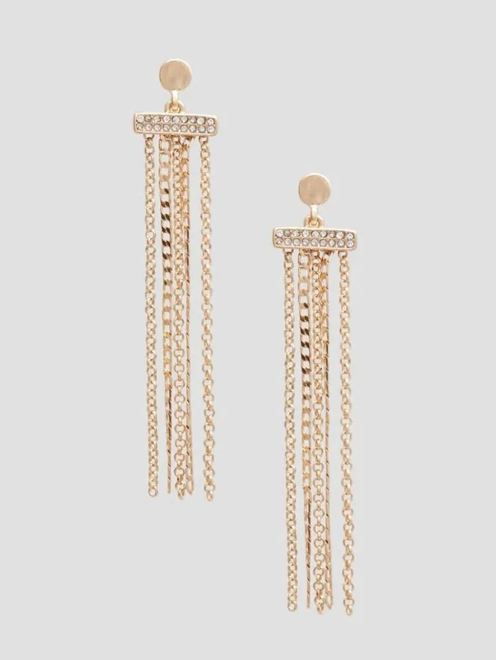 Women GUESS Jewelry Multi Strand Linear Earrings Gold
