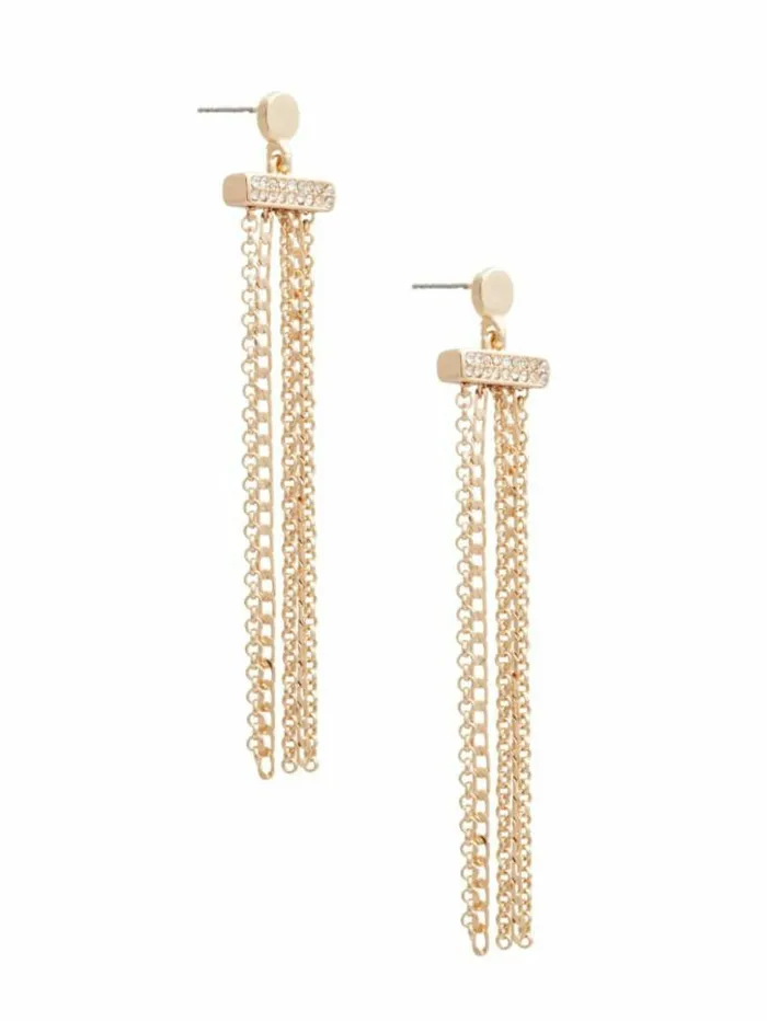 Women GUESS Jewelry Multi Strand Linear Earrings Gold