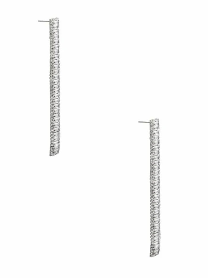 Women GUESS Jewelry SilverTone Linear Baguette Earrings Silver