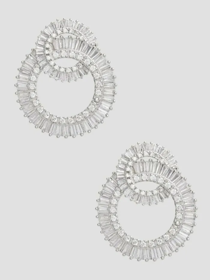 Women GUESS Jewelry SilverTone Oversized Statement Earrings Silver