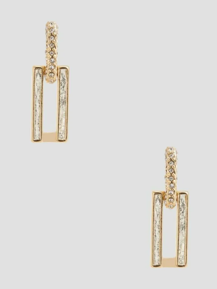 Women GUESS Jewelry Square Pav Metallic Earrings No Description