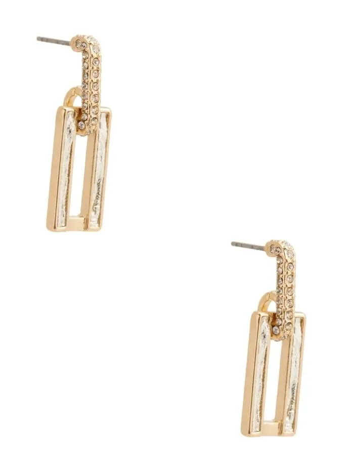 Women GUESS Jewelry Square Pav Metallic Earrings No Description