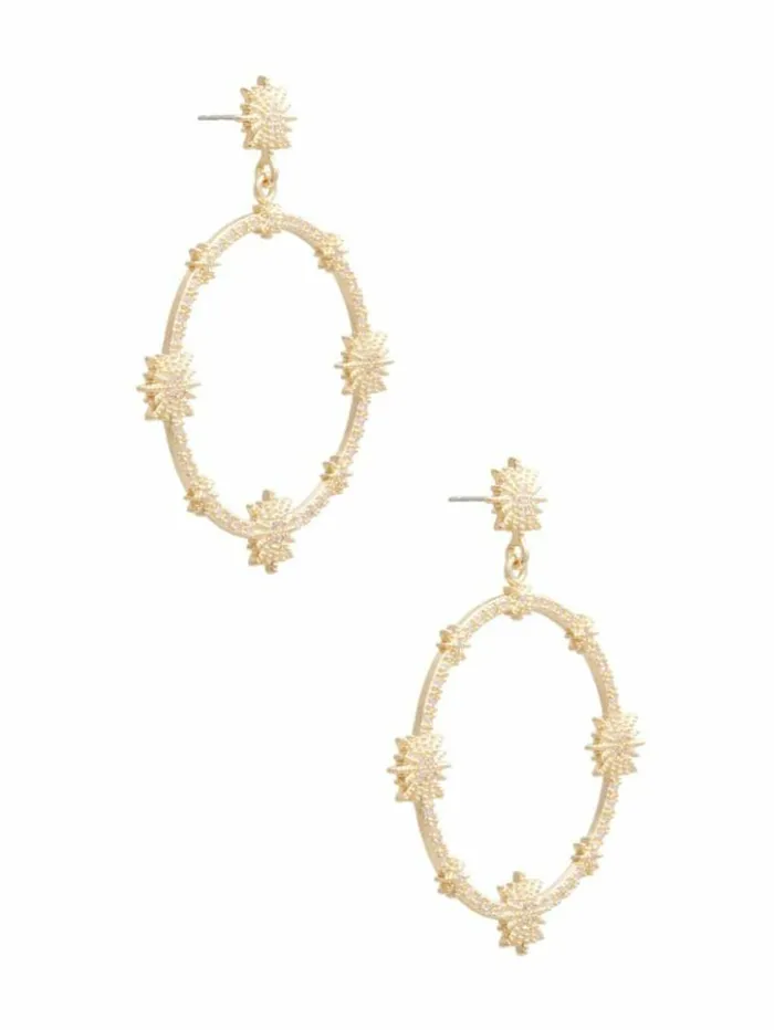 Women GUESS Jewelry Starburst Statement Hoop Earrings Gold