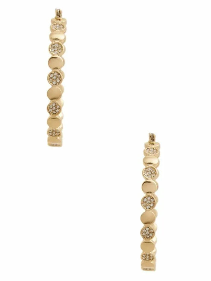 Women GUESS Jewelry Statement Stones Hoop Earrings Gold