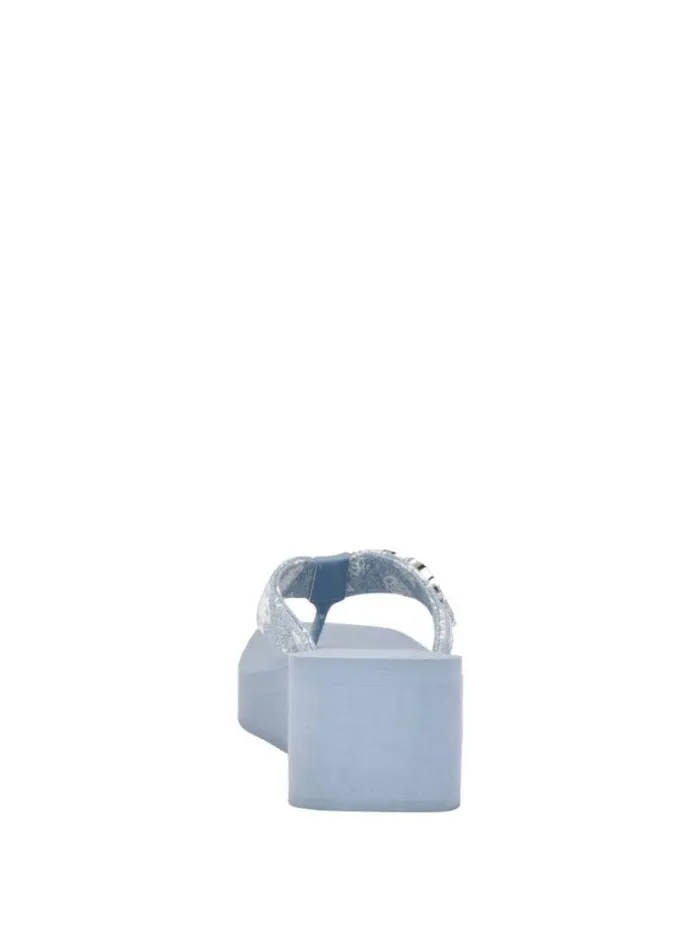 Women GUESS Sandals Edany Denim G Buckle Wedge Sandals Blue