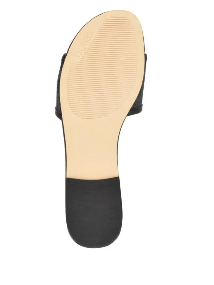 Women GUESS Sandals Hammi Logo Slide Sandals Black 001