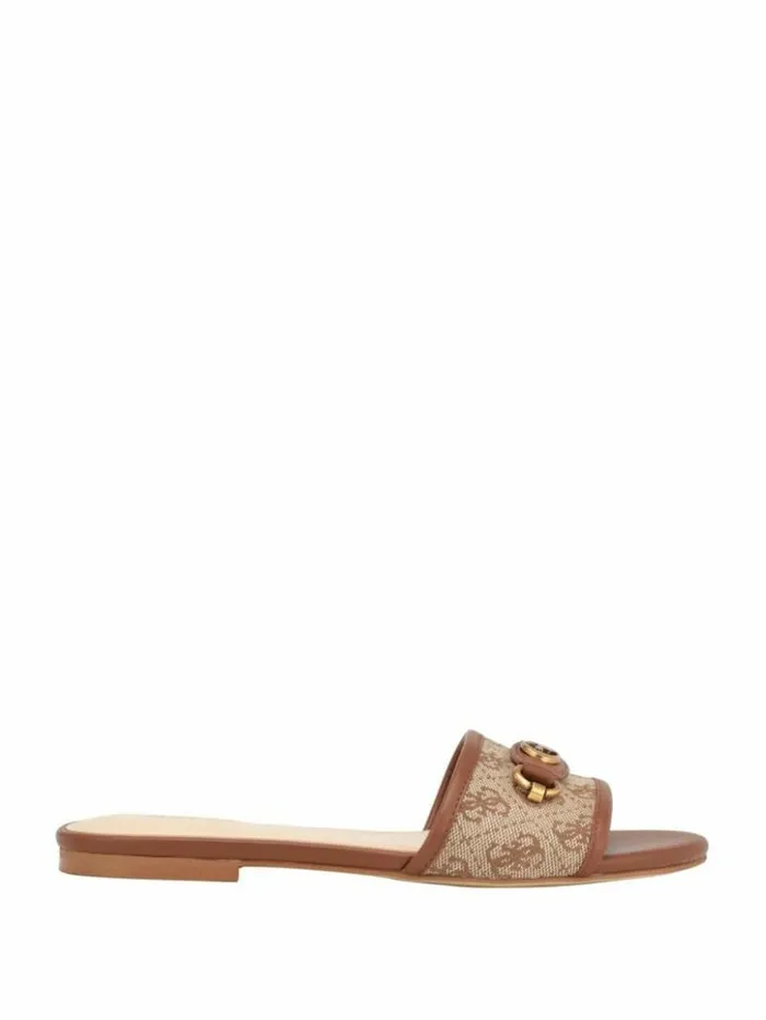 Women GUESS Sandals Hammi Logo Slide Sandals Medium Brown