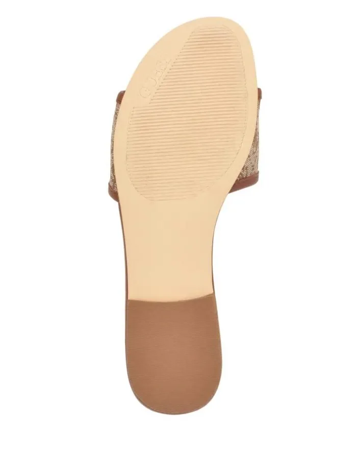 Women GUESS Sandals Hammi Logo Slide Sandals Medium Brown