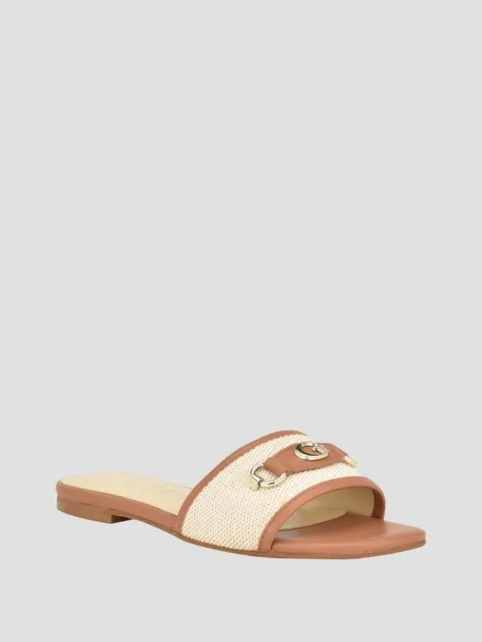 Women GUESS Sandals Hammi Logo Slide Sandals Medium Natural