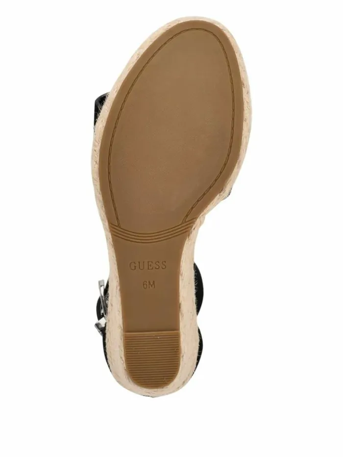 Women GUESS Sandals Hidy Suede Espadrille Wedges Black