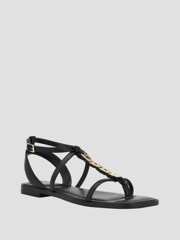 Women GUESS Sandals Raima GLink Chain Sandals Black 001