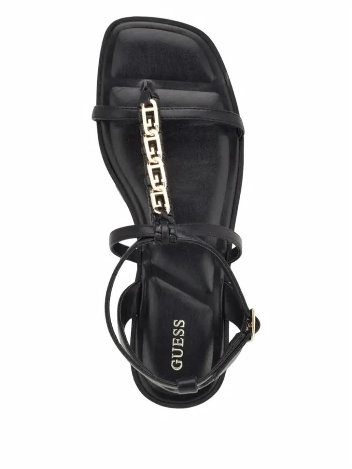 Women GUESS Sandals Raima GLink Chain Sandals Black 001