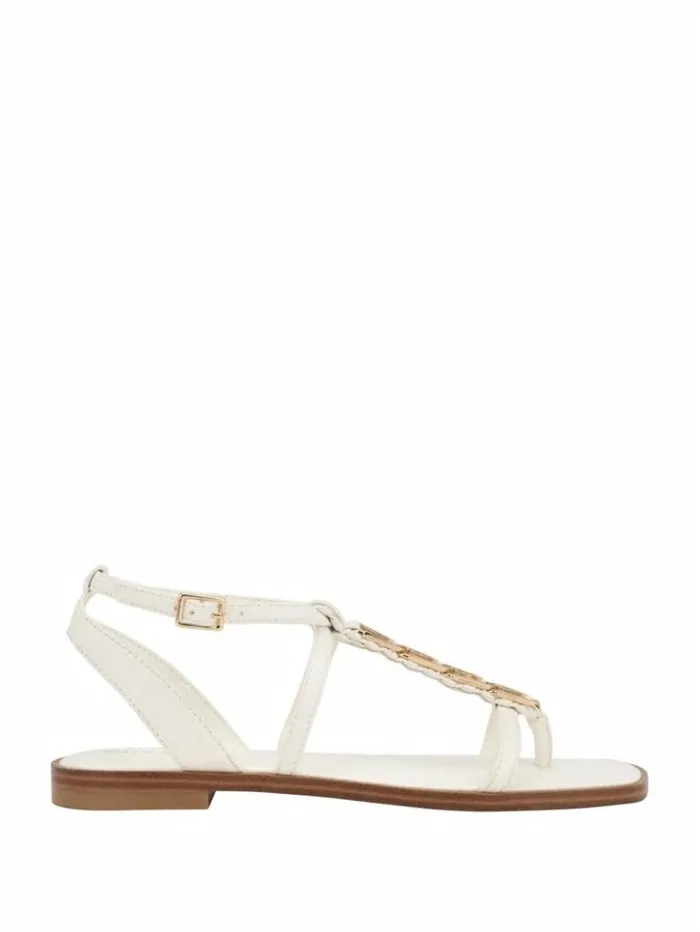 Women GUESS Sandals Raima GLink Chain Sandals Wht Floral