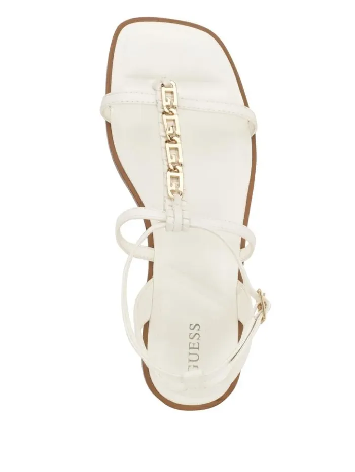 Women GUESS Sandals Raima GLink Chain Sandals Wht Floral