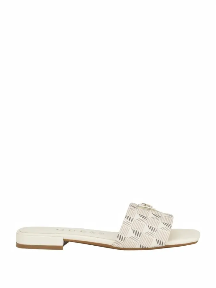 Women GUESS Sandals Tamed Triangle Sandals Ivory 150
