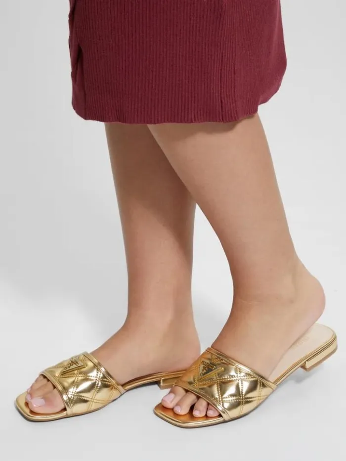 Women GUESS Sandals Tameli Icon Slide Sandals Gold