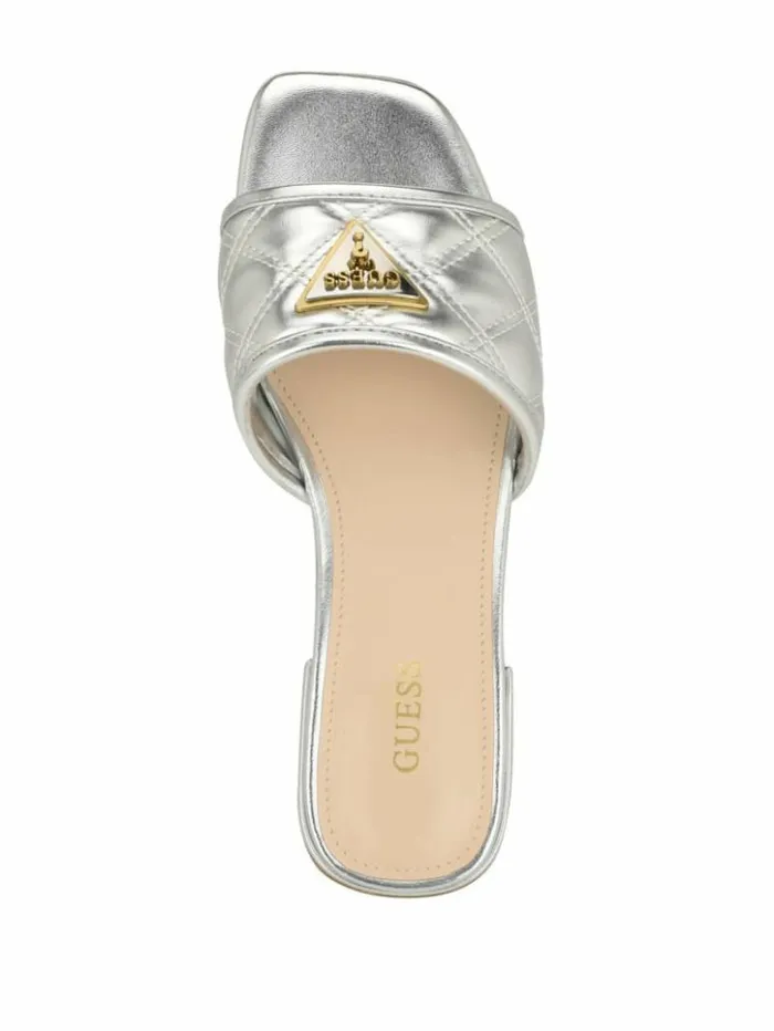 Women GUESS Sandals Tameli Icon Slide Sandals Silver 040