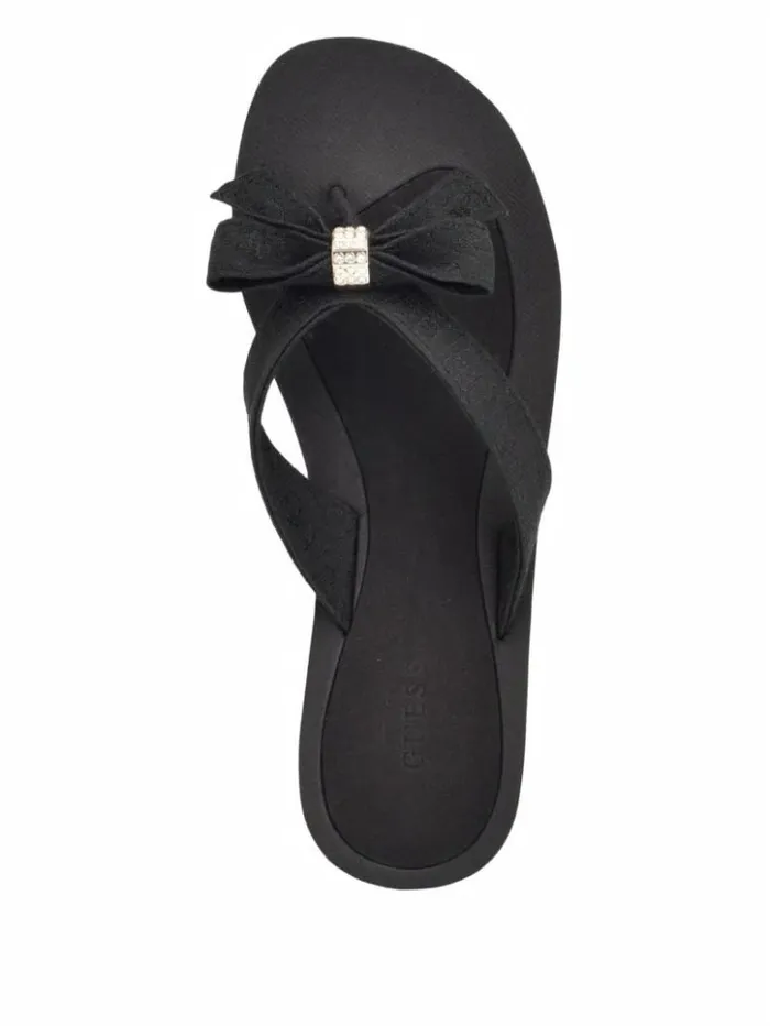 Women GUESS Sandals Tuta Bowtie Sandals Black 002