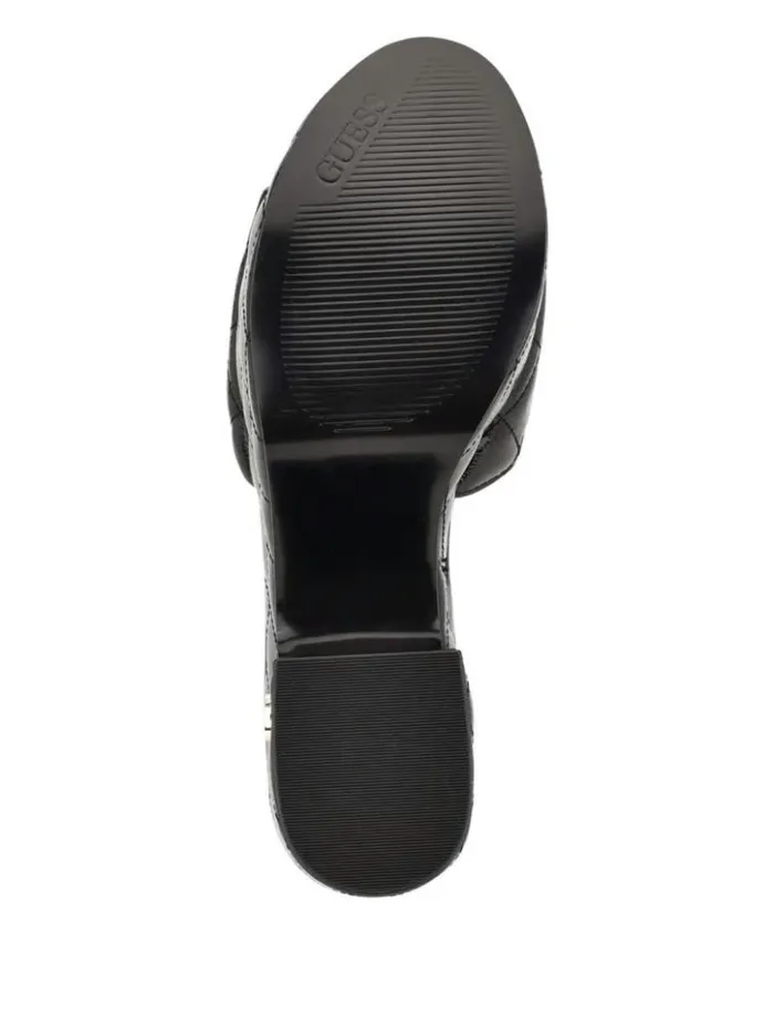 Women GUESS Sandals Yanni Quilted Platform Mules Black 002