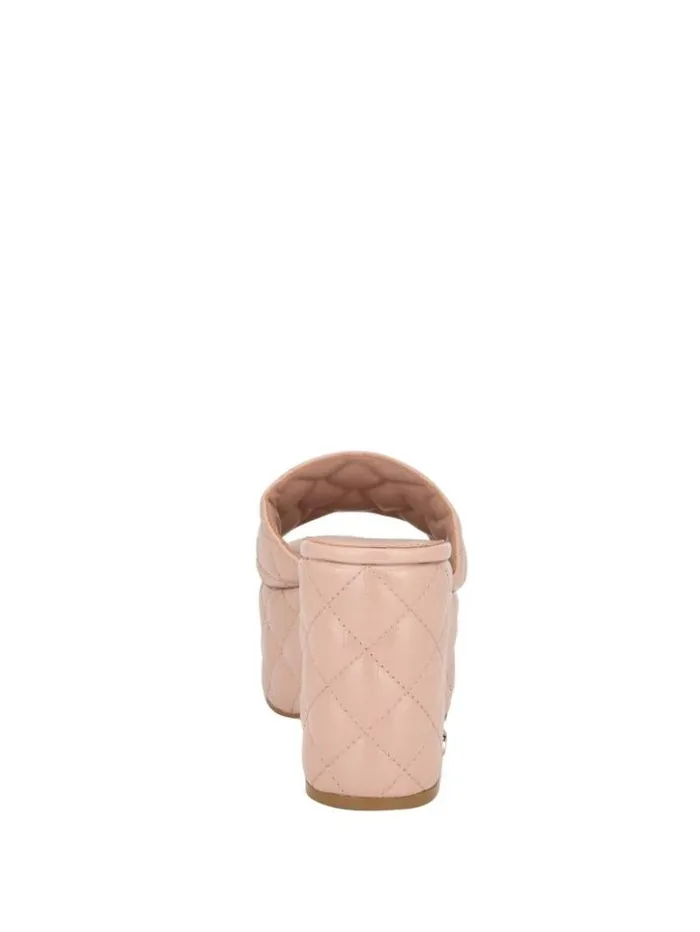 Women GUESS Sandals Yanni Quilted Platform Mules Light Natural 110