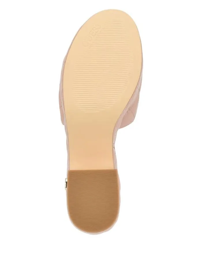 Women GUESS Sandals Yanni Quilted Platform Mules Light Natural 110