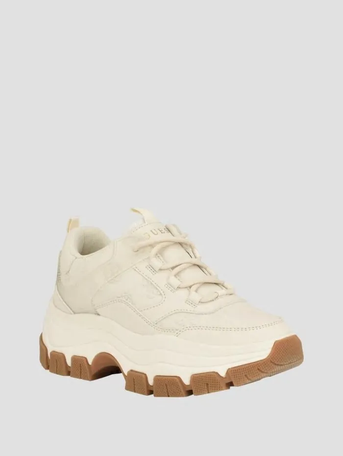 Women GUESS Sneakers Bisun Signature Peony Sneakers Ivory 150