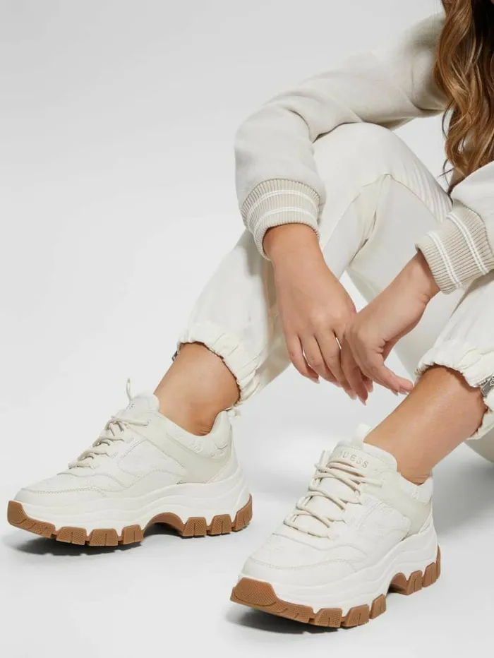 Women GUESS Sneakers Bisun Signature Peony Sneakers Ivory 150