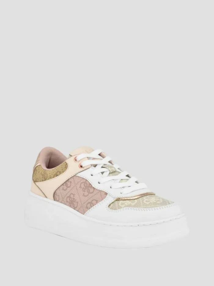 Women GUESS Sneakers Cleva Contrasting LowTop Sneakers Light Natural 110