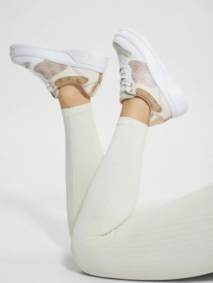 Women GUESS Sneakers Cleva Contrasting LowTop Sneakers Light Natural 110