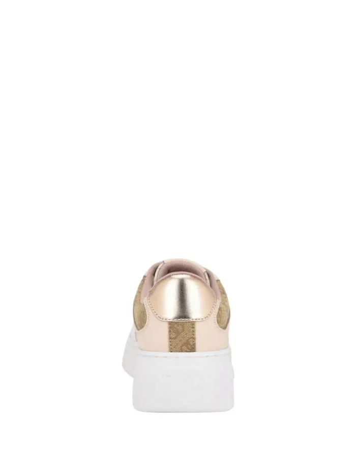 Women GUESS Sneakers Cleva Contrasting LowTop Sneakers Light Natural 110