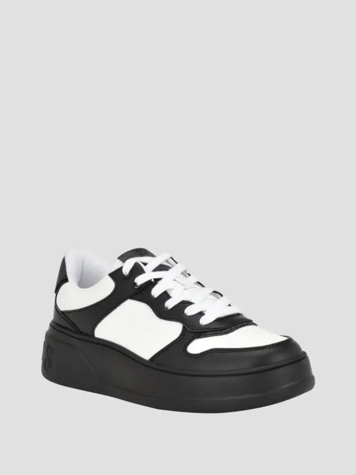 Women GUESS Sneakers Cleva Contrasting LowTop Sneakers White Graffiti