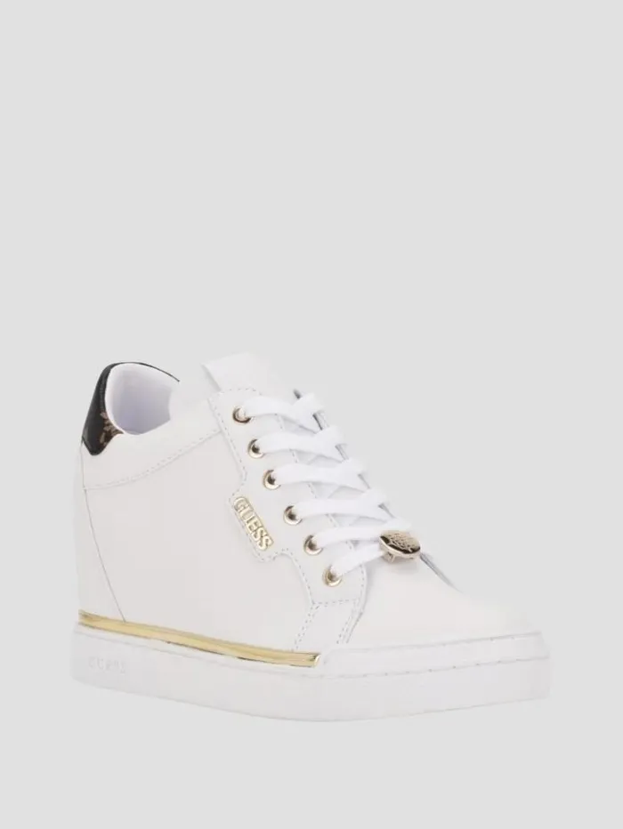 Women GUESS Sneakers Faster Hidden Wedge Sneakers Wht Floral
