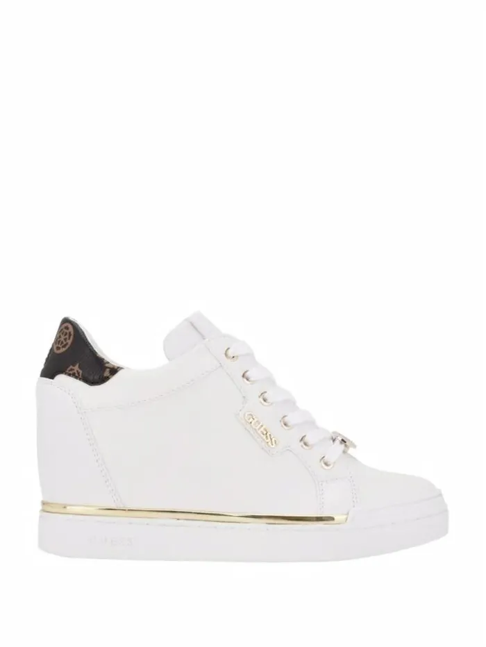 Women GUESS Sneakers Faster Hidden Wedge Sneakers Wht Floral