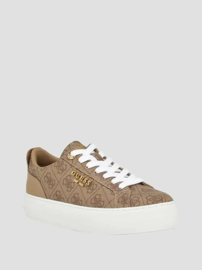 Women GUESS Sneakers Logo Print LowTop Sneakers Light Natural 110
